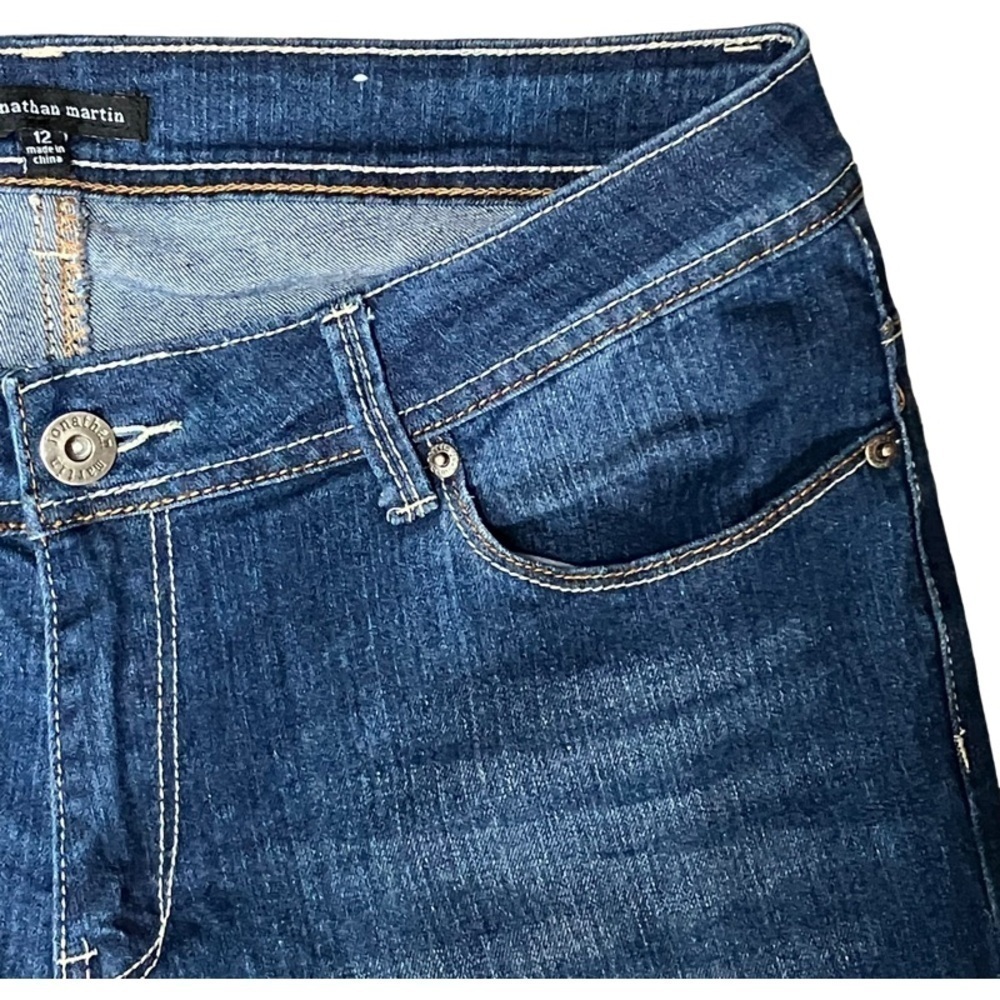 JONATHAN MARTIN Cuffed Capri Denim Jeans SIZE 12 Blue Stretch - Picture 8 of 10